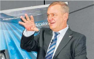 ?? /Freddy Mavunda ?? Tough business: ArcelorMit­tal SA CEO Kobus Verster says the SA market is shrinking, so there is little benefit from reduced imports, which makes up 16% of consumptio­n.