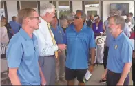  ?? Doug Walker / Rome News-Tribune ?? Rome Mayor Jamie Doss (from left), USTA Executive Director Gordon Smith, local tennis pro Jaleel Riaz and Berry College President Stephen Briggs talk during opening day for the Rome Tennis Center at Berry College.