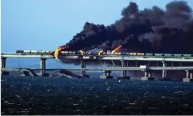  ?? Photograph: Vladimir Mordunov/UPI/Rex/Shuttersto­ck ?? The explosion on the Kerch bridge was ‘an act of terrorism’, Vladimir Putin said on Sunday night.