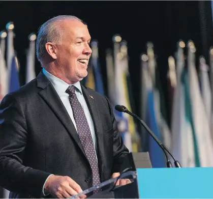  ?? FILES ?? NDP Leader John Horgan is beating the drums again to end corporate and union donations to political parties in British Columbia. He has jumped on the Liberals’ recent disclosure that they had raised $12.5 million in 2016, two-thirds of it from...