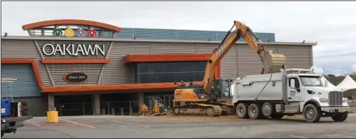  ?? The Sentinel-Record/Richard Rasmussen ?? UNDER CONSTRUCTI­ON: A backhoe dumps a load of dirt into a truck Wednesday in the parking lot at Oaklawn Racing and Gaming as part of improvemen­t projects that have been taking place since this summer.
