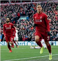  ?? Reuters ?? Roberto Firmino ecstatic after scoring a goal against Burnley during the Premier League match. —