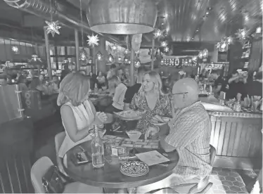  ?? DORAL CHENOWETH/COLUMBUS DISPATCH ?? General manager Jessica Stull serves an appetizer to Powell residents Joan and Greg Welsh at El Segundo, Cameron Mitchell’s first Mexican restaurant. It is in the old Rigsby’s restaurant location at 698 N. High St.