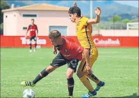  ?? FOTO: FCB/RCDM ?? Sarsanedas fue titular en Mallorca en una media de casa con Carbonell y Aleñá