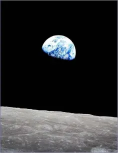  ??  ?? Earthrise from the surface of the Moon as seen during the Apollo mission.