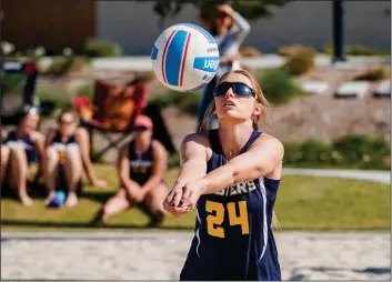  ?? Photo courtesy TMU Athletics ?? Santa Clarita Christian School grad Kylie Brown has been critical to TMU beach volleyball’s early success. The Mustangs beat Cal State Los Angeles on Saturday, Feb. 29.