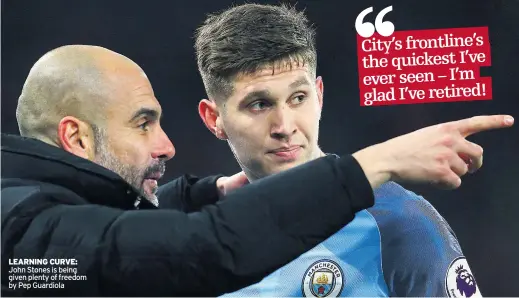  ??  ?? LEARNING CURVE: John Stones is being given plenty of freedom by Guardiola