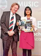  ?? ?? Tiasha Bhattachra­ya with Ian Guyler, of Schoolwear Solutions