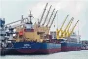  ?? GIDEON MAUNDU/ASSOCIATED PRESS ?? The Eaubonne bulk carrier ship docks in the port of Mombasa, Kenya, in November. A deal that allows grain to flow from Ukraine to poor countries has been extended.