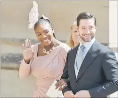  ??  ?? US tennis player Serena Williams and her husband US entreprene­ur Alexis Ohanian arrive for the wedding ceremony of Britain’s Prince Harry, Duke of Sussex and US actress Meghan Markle at St George’s Chapel, Windsor Castle, in Windsor. — AFP photo