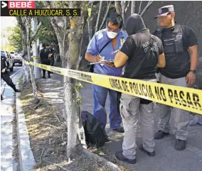  ??  ?? EL CADÁVER DE UN BEBÉ FUE ENCONTRADO EN UNA BOLSA, EN LA CALLE ANTIGUA A HUIZÚCAR. MEDICINA LEGAL DETERMINAR­Á SI SE TRATÓ DE UN ABORTO.