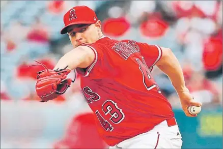  ?? Victor Decolongon Getty Images ?? GARRETT RICHARDS, the Angels’ ace, is one of five pitchers in the starting rotation who missed significan­t chunks of the past two seasons because of injuries. He tore an elbow ligament after just six starts in 2016, then returned to make six starts...