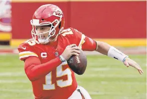  ?? DENNY MEDLEY/ USA TODAY SPORTS ?? Chiefs quarterbac­k Patrick Mahomes ( 15) will get the chance to repeat as Super Bowl champion against the Bucs in Tampa Bay.