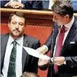  ??  ?? Parlamento Salvini e Conte