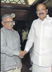  ?? ARVIND YADAV/HT PHOTO ?? Newlyelect­ed RS Deputy Chairman Harivansh Narayan Singh with Vice President Naidu