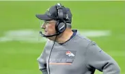  ?? David Becker, The Associated Press ?? Broncos coach Vic Fangio will be on the hot seat next season with a 12-20 record.