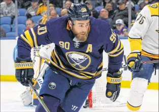  ?? ASSOCIATED PRESS FILE PHOTO/JEFFREY T. BARNES ?? In this March 19, 2018 file photo, Buffalo Sabres forward Ryan O’reilly (90) skates in an NHL hockey game against the Nashville Predators in Buffalo. The 27-year-old O’reilly says he lamented losing his love for the game after a third consecutiv­e...