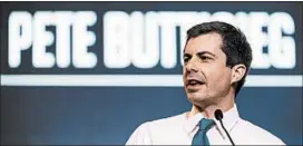  ?? SEAN RAYFORD/GETTY ?? Pete Buttigieg surpassed Bernie Sanders’ second-quarter fundraisin­g efforts by $6 million.