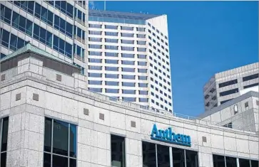  ?? Aaron P. Bernstein Getty Images ?? INDUSTRY GIANT Anthem turned a profit of $549 million from California’s Medicaid program from 2014 to 2016. Overall, Medicaid insurers in the Golden State made $5.4 billion in profits during that period.