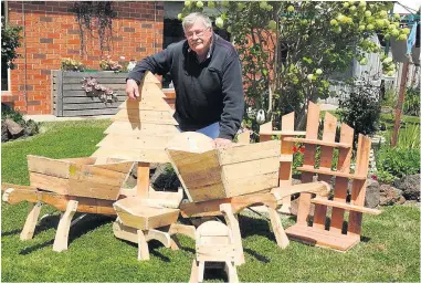  ?? ?? GOOD CAUSE: Horsham’s Peter Broadbear has been busy working on several wooden items he has donated to the auxiliary to sell on Sunday.