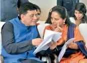  ?? P. Surendra ?? Union railway minister Piyush Goyal with Nizamabad MP K. Kavitha at an event held to flagg off the extension of Kacheguda-Nizambad passenger train to Karimnagar in Hyderabad on Friday. —