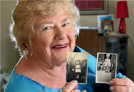  ?? PHOTO: SCOTT HAMMOND/FAIRFAX NZ ?? Cherrie McGlashan, with photograph­s of herself aged one-year-old, was hoping to find her father, a US Marine from World War II.