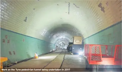  ??  ?? Work on the Tyne pedestrian tunnel being undertaken in 2017