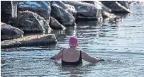  ??  ?? McDonnell wades into the water at Ward's Island. Since the early days of COVID-19 lockdown, retailers of wetsuits and other cold-water gear report big growth in sales.