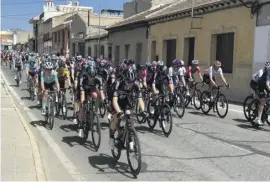  ?? Photo: B Wright ?? Cyclists on the road through Benijófar