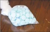  ?? Drug Enforcemen­t Administra­tion ?? FENTANYL-LACED sky blue pills, at the Drug Enforcemen­t Administra­tion’s Phoenix Division.