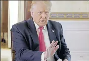  ?? [AXIOS ON HBO] ?? President Donald Trump speaks with Axios national political correspond­ent Jonathan Swan during an interview July 28 at the White House in Washington.