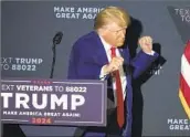  ?? Robert F. Bukaty Associated Press ?? FORMER PRESIDENT Trump dances at the end of his remarks at a campaign rally in Windham, N.H.