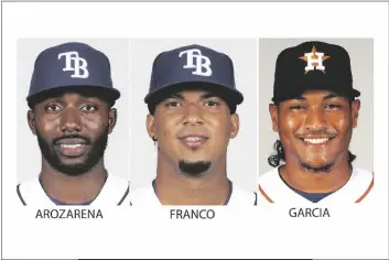  ?? ?? The BBWAA announces its winners for baseball Rookie of the Year in both the American League and National League, Monday. The AL finalists are Tampa Bay’s Randy Arozarena and Wander Franco, along with Houston’s Luis Garcia.