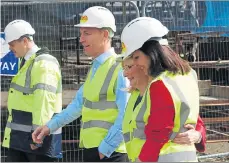  ??  ?? SITE: Labour’s Jim Murphy with Caroline Flint and Margaret Curran.