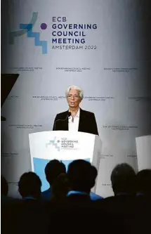  ?? John THYS/AFP ?? A presidente do BCE, Christine Lagarde, durante entrevista em Amsterdã