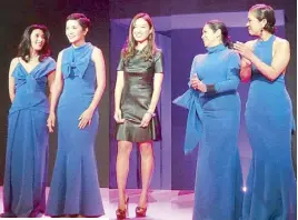  ??  ?? Rosana Ocampo with her muses — sisters Crickette Tantoco and Frances Yu, sisters-in-law Gaita and Malou Fores
