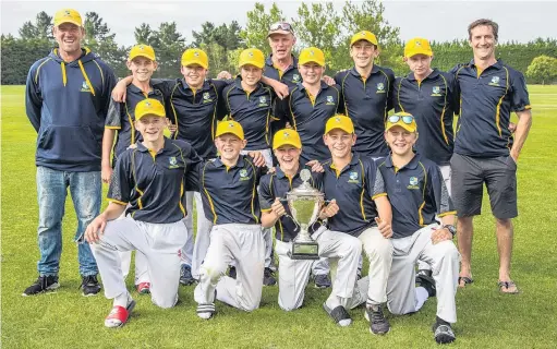  ?? PHOTO: ANGELA SPACKMAN ?? Champions . . . The winning Otago Country primary schools cricket team after winning its final in Rangiora. Back row: Sandy Wilson (coach), middle row (from left) Tony Omelvena (coach), Harley Turnbull, Richie Cavanagh, Oscar Crowe, Angus O’Neil, Baxter Dimond, Jack Scott, Reuben Bogue (manager), front row (from left) Ethan McSkimming, Billy Wilson, Hugo Bogue (captain), Alfie OmelvenaFl­ame (vicecaptai­n), Jack O’Connor.