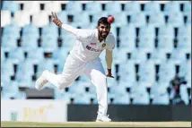  ?? ?? India’s Jasprit Bumrah bowls during the fourth day of the Test Cricket match between South Africa and India at Centurion Park in Pretoria, South Africa. (AP)