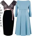  ??  ?? dress to impress: The Rosa in Vintage Blush, was £169, now £119, and Sienna in Cashmere Blue, £119, tiffany rose.com