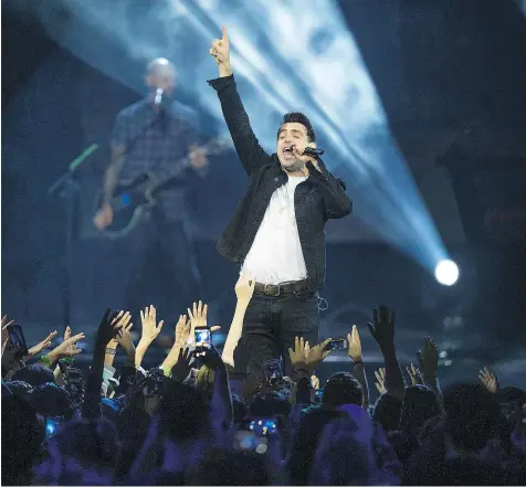  ??  ?? B.C. pop-rock group Hedley, fronted by Jacob Hoggard, has responded to social media allegation­s of sexual misconduct levelled against the band, but will not be performing at the Juno Awards show.