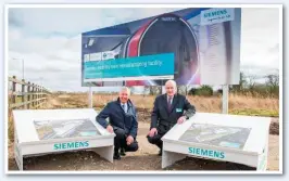  ?? TRANSPORT FOR LONDON. ?? Siemens Mobility’s factory at
Goole will be used to build new Piccadilly Line trains. On March 10, Transport for London Commission­er Mike Brown (left) and Siemens Mobility Chief Executive William Wilson visited the site to announce the first jobs had been confirmed for the facility.