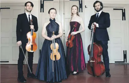  ??  ?? Members of the Diderot String Quartet, from left: Kyle Miller, Johanna Novom, Adriane Post and Paul Dwyer.