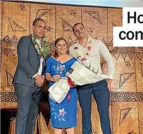  ??  ?? Miriam Karalus with Dr Siale Foliaki and Tomasi Foliaki at the Pasifika Medical Awards.