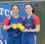  ?? Photo submitted ?? Lady Dutch teammates Giuliana Muccio and Molly Hanslovan are shown with their home run balls following the team’s 15-0 four-inning win over Bradford on Tuesday.