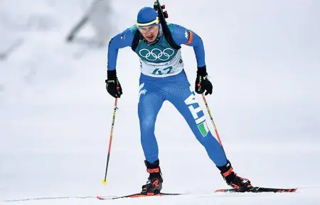  ??  ?? In azione L’atleta pusterese Dominik Windisch Dopo il bronzo di domenica, ieri è arrivato sedicesimo nella gara di 12,5 chilometri