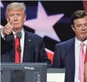  ?? RICK WILKING/REUTERS FILE ?? According to advisers, former President Donald Trump is looking to hire Paul Manafort, his former campaign chairman, to help at the Republican National Convention. The two are seen here at the 2016 convention.