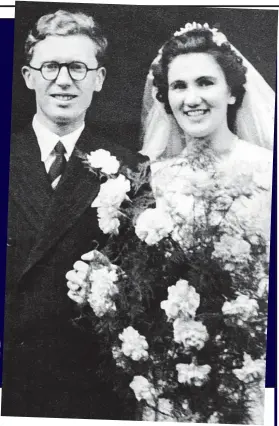  ??  ?? Pen-pal romance: George and Marjorie Kirkby’s wedding day