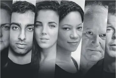  ??  ?? 0 Laura Checkley, Faraz Ayub, Jamie-lee O’donnell, Nina Sosanya, Ron Donachie and Stephen Wight