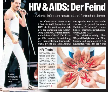  ??  ?? Freddie Mercury litt und starb an AIDS.