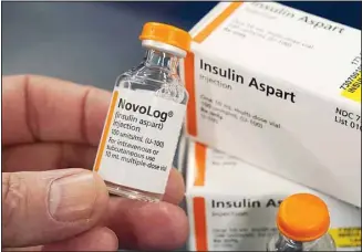  ?? ?? Insulin is displayed at Pucci’s Pharmacy in Sacramento, Calif., July 8, 2022. Reining in the soaring prices of insulin has thus far been elusive in Congress, although Democrats say they’ll try again - as part of their economic package that focuses on health and climate. (AP)